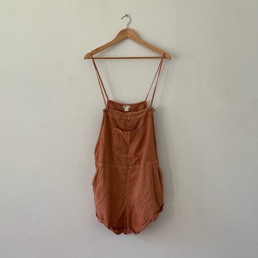 Billabong Rust Orange Short Overalls Romper